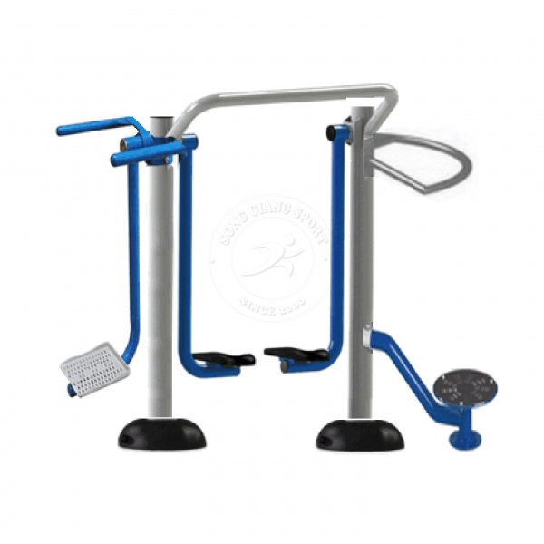 Dụng cụ 3 trong 1: Đi bộ trên không - lắc eo - xoay eo (2 trụ)