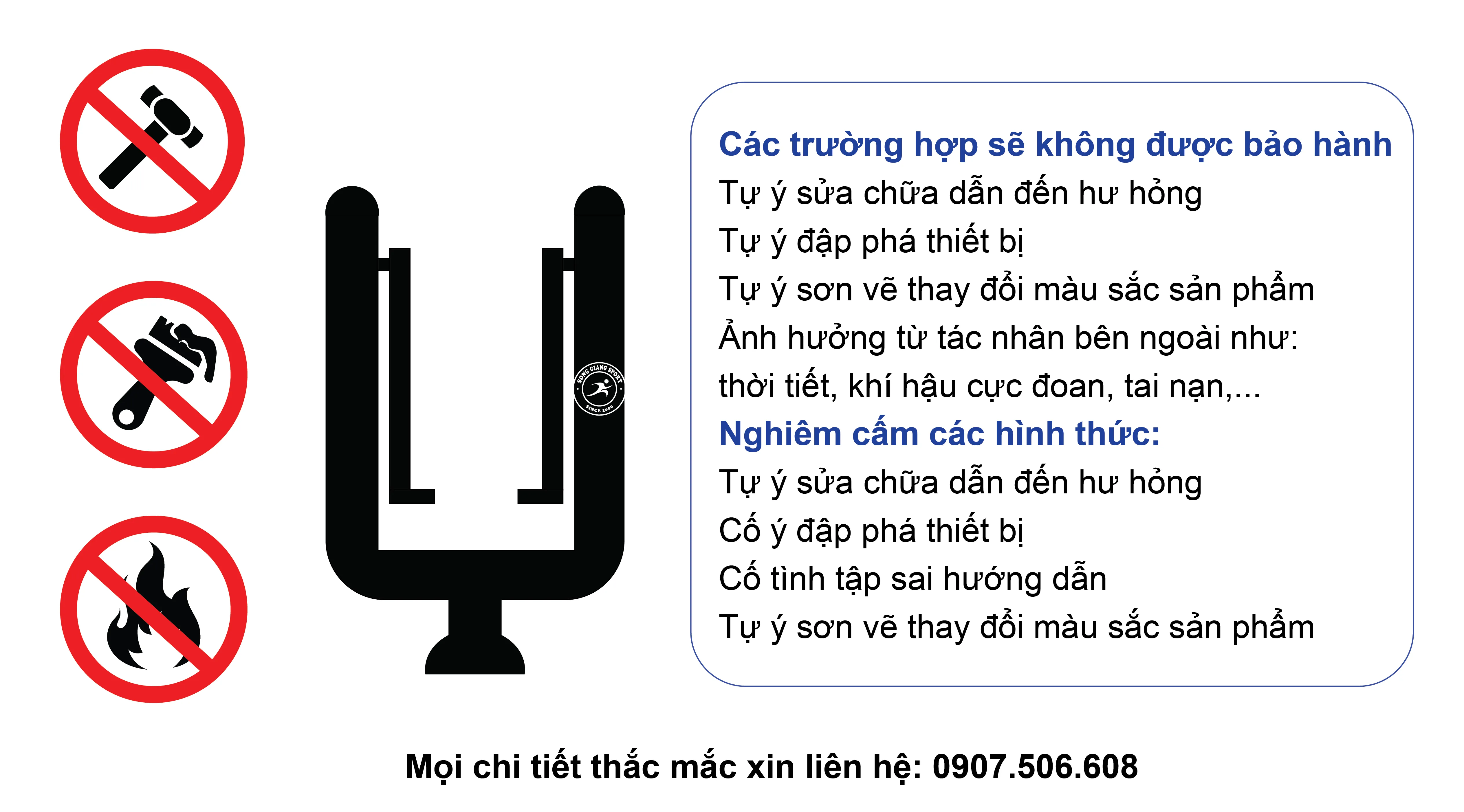 hình thức nghiêm cấm tự ý sửa chữa thiết bị ngoài trời