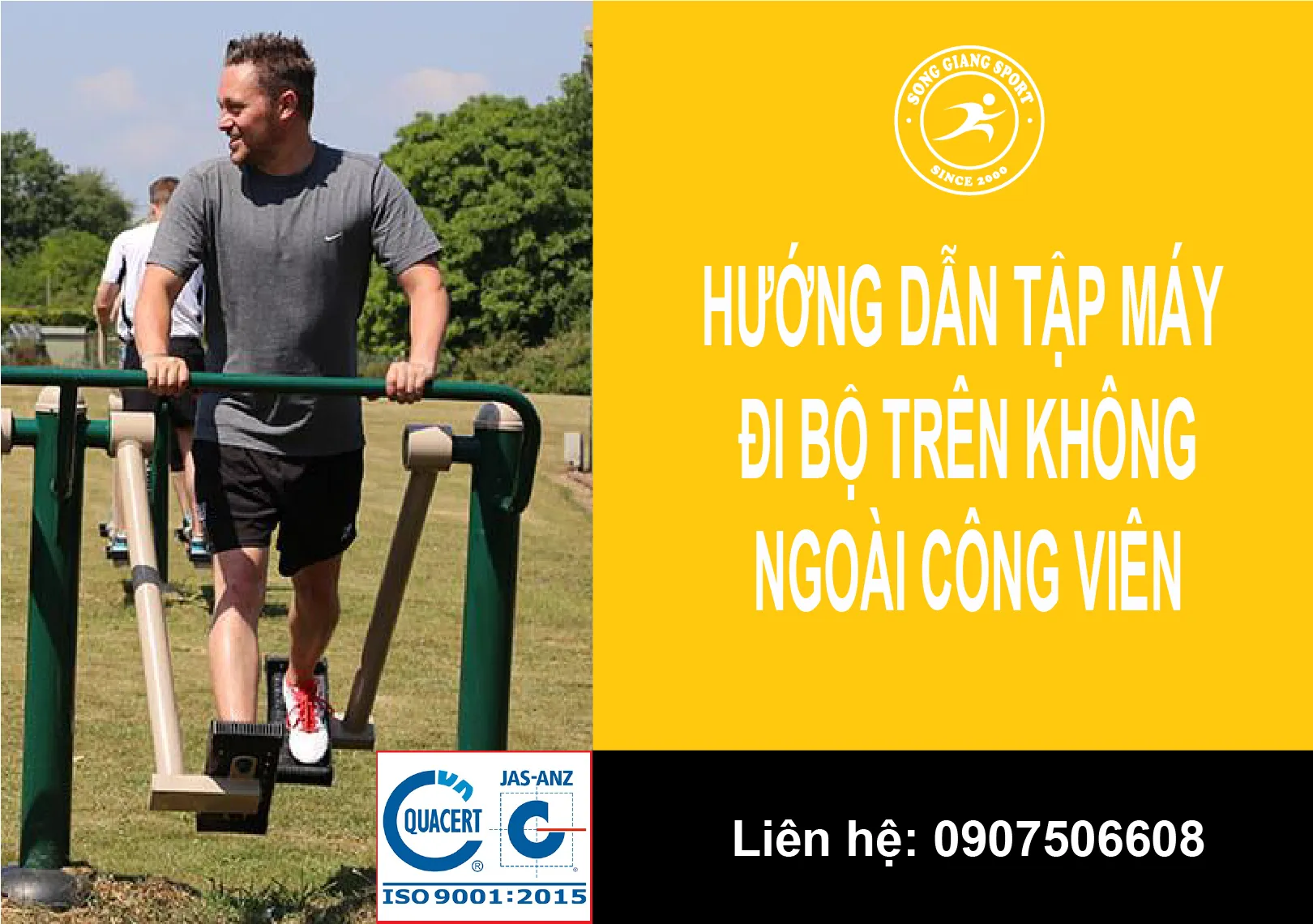 Hướng dẫn tập máy đi bộ trên không ngoài công viên